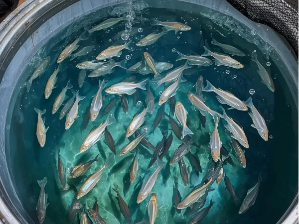 Aquaponia em caixa d’água com peixes, ideal para cultivo de tilápias em sistema de aquaponia doméstico.