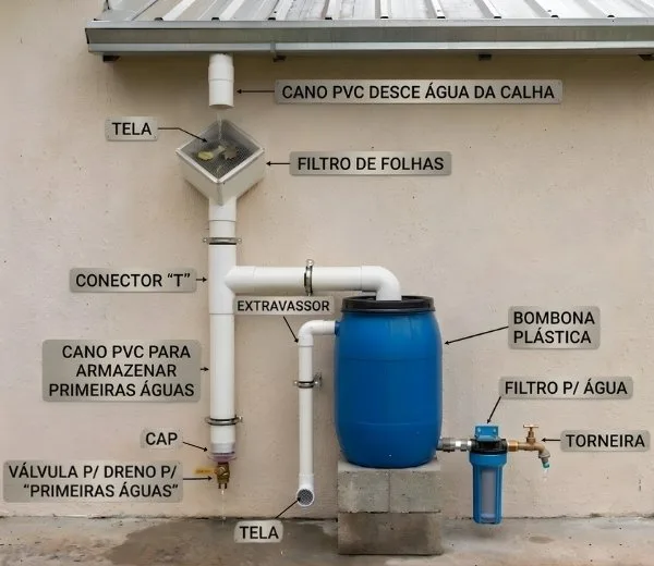 Sistema de filtro para tratar água da chuva