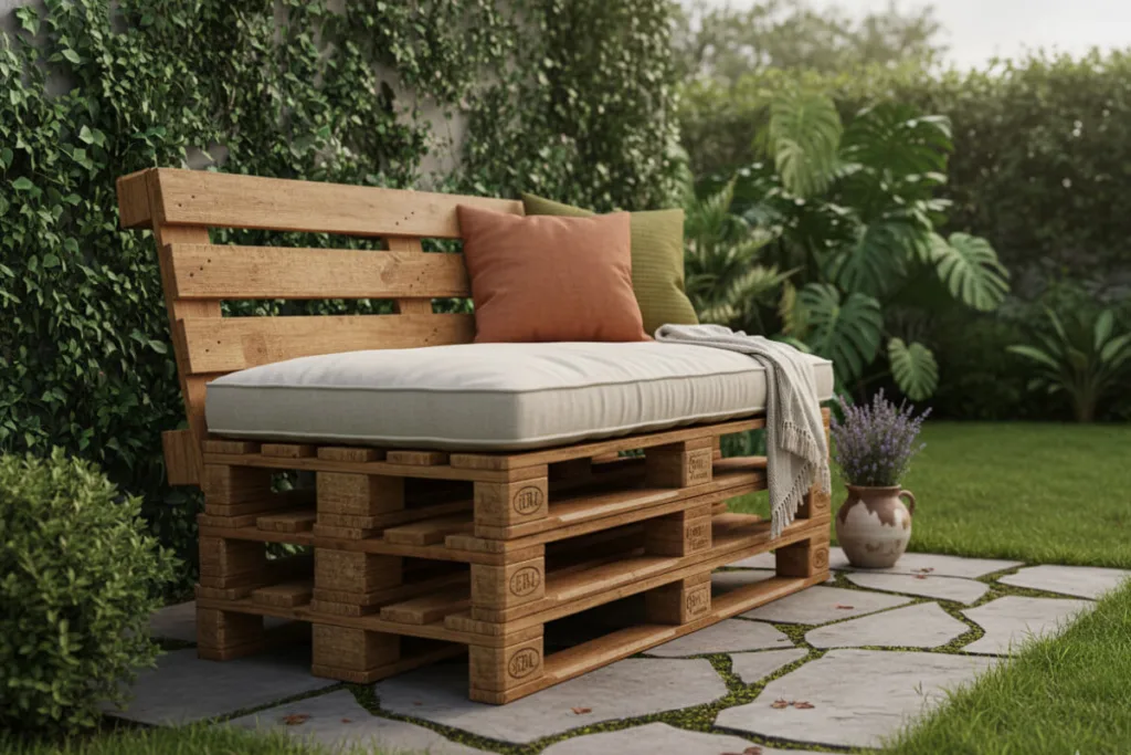 Banco de pallet para jardim
