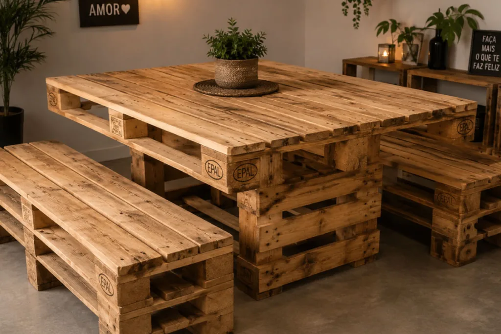 Mesa de cozinha de palete