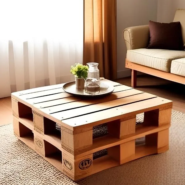 Mesa de centro quadrada de pallet
